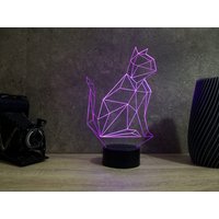 Lampe Led Illusion 3D Veilleuse Chat Origami Personalisierbar - 16 Couleurs Avec Télécommande Fabriquée En France Lampe Led Illusion 3D Veilleuse Chat Origami Personalisierbar - 16 Couleurs Avec Télécommande Fabriquée En France von JnbMaker