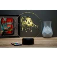 Personalisierbare Glasuchuche 3D-Lampe Für Hibou - 16 Farben & Fernbedienung von JnbMaker