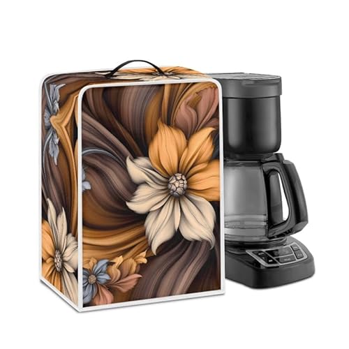 Jndtueit Blühende Blume Kaffeemaschine Abdeckung, abstrakte Blumen Fingerabdruck Schutz/waschbar Maschine Abdeckung für Haushaltsgeräte von Jndtueit
