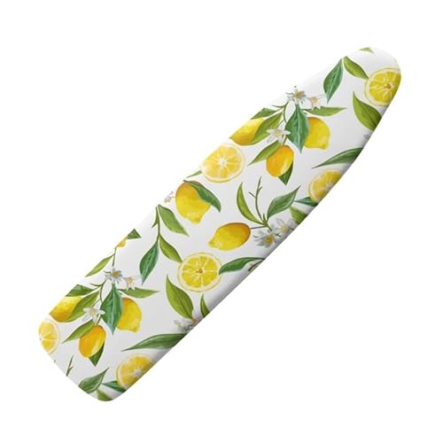 Jndtueit Bügelbrettbezug und -polster, gelbe Zitrone, Cartoon-Frucht, 3 Klick-Schnallen für glattes Eisen, Blume mit elastischem Rand von Jndtueit