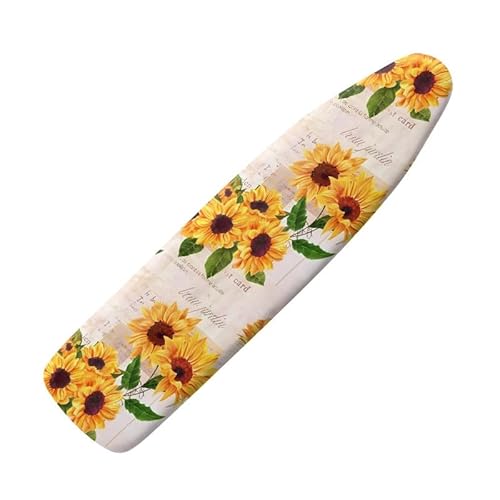 Jndtueit Sunflower Bügelbrettbezug, blühende Blume, 137,2 x 38,1 cm, mit Polsterung, scheuerfest, gelber floraler elastischer Rand und Riemen von Jndtueit