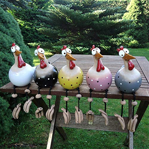 JoCome Keramik Huhn Gartendeko, Tierfigur Gartenstecker Keramikfigur Handarbeit Ornament, Gartendeko Huhn Deko,Handarbeit Gartenstatue Dekorative Henne Huhn Gartenstecker von JoCome