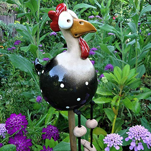 Keramik Huhn Gartendeko, Tierfigur Gartenstecker Keramikfigur Handarbeit Ornament, Gartendeko Huhn Deko,Handarbeit Gartenstatue Dekorative Henne Huhn Gartenstecker,Gartenfigur Gartendekoration von errcom