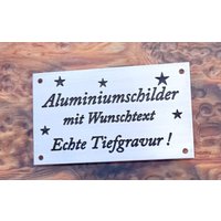 Metallschild Aus Aluminium. Gravur Mit Wunschtext | Echte Tiefgravur, Wetterfest von JoKuSigns