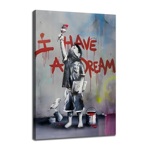 JoOcLa Banksy Bilder Leinwand Poster Gemälde Canvas Wall Art Abstrakte Graffiti Street Kunstdruck Wandbilder Wandkunst Drucke Wohnzimmer Dekoration Bereit Deko (Mit Rahmen 00B, 40x60cm (16x24inch)) von JoOcLa