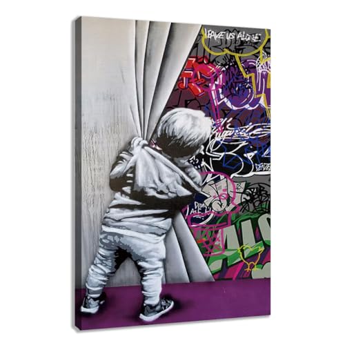 JoOcLa Banksy Bilder Leinwand Poster Gemälde Canvas Wall Art Abstrakte Graffiti Street Kunstdruck Wandbilder Wandkunst Drucke Wohnzimmer Dekoration Bereit Deko (Rahmen 01-0a 40x60cm (16x24inches)) von JoOcLa
