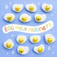 Eier-Moji Magnete, Handgemachte Ton - 1, 5 Zoll Frühstücks-Themen, Ei Emoji, Küche, Kühlschrank von JoRyleeArt