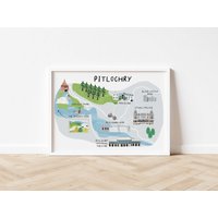 Pitlochry Map - Illustrierter Druck Geschenk Für Schottland Liebhaber Und Reisende Pitlochry Map - Illustrierter Druck Geschenk Für Schottland Liebhaber Und Reisende von JoSturt