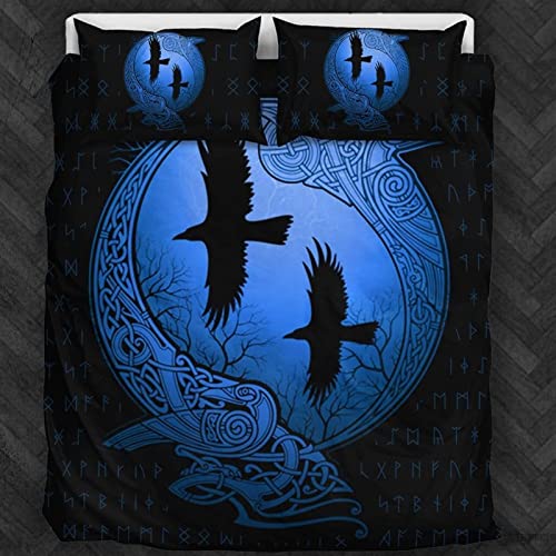 JoYww 3D-Wikinger-Runen-Bettbezug-Set, Bettwäsche, nordische Wikinger-Mythologie-Tattoos, Bettbezug, Kissenbezug, warmes Bettwäsche-Set (Size : 180 X 210 cm) von JoYww