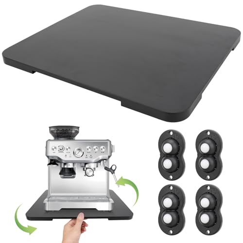 Geräteschieber 360° Rolltablett für Kaffeemaschine, Bambus-Schiebe-Tablett für Arbeitsplatte, Drehschiebermatte für Küchengeräte für schwarze Espressomaschinen, Zubehör, 33 x 40 cm von JoaSinc