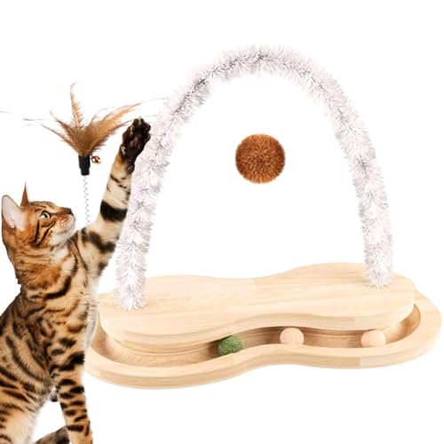 Cat Scratcher | Arch Cat Scratcher Toy Wooden with Rotating Turntable - Interactive Cat Relaxation Tool Puzzle Toy for Indoor Cats Small Dogs Pets Playing Cat Scratcher | Arch Cat Scratcher Toy Wooden with Rotating Turntable - Interactive Cat Relaxation Tool Puzzle Toy for Indoor Cats Small Dogs Pets Playing von Joberio