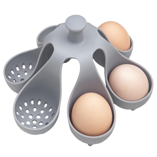 Eierkocher aus Silikon, 6 Stück, Eierpochierbecher, antihaftbeschichtet, Eierkocher mit Silikonhalter, Silikon-Eierbecher für pochierte Eier, hartgekochte Eierhalter, Frühstücks-Eierpochierer für von Joberio