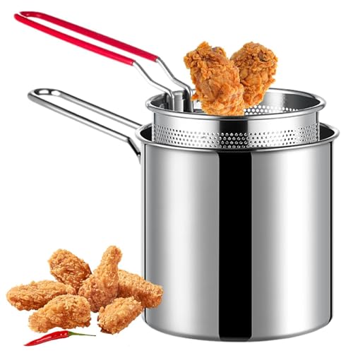 Fritteusen-Set mit Siebkorb, Edelstahl, große Kapazität, Ölfritteuse im japanischen Stil, Tempura-Bratpfanne mit verlängertem Griff, ölsparende kleine Fritteuse zum Braten von Huhn Fritteusen-Set mit Siebkorb, Edelstahl, große Kapazität, Ölfritteuse im japanischen Stil, Tempura-Bratpfanne mit verlängertem Griff, ölsparende kleine Fritteuse zum Braten von Huhn von Joberio