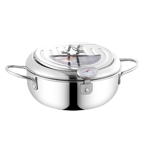 Fritteusentopf, Edelstahltopf mit Temperaturregelung & Deckel, Japanischer Stil Tempura Fritteusenpfanne, Fritteuse mit Ölabtropfgestell, Schutzrahmen, Tempura-, Frittiertopf für Küche Fritteusentopf, Edelstahltopf mit Temperaturregelung & Deckel, Japanischer Stil Tempura Fritteusenpfanne, Fritteuse mit Ölabtropfgestell, Schutzrahmen, Tempura-, Frittiertopf für Küche von Joberio