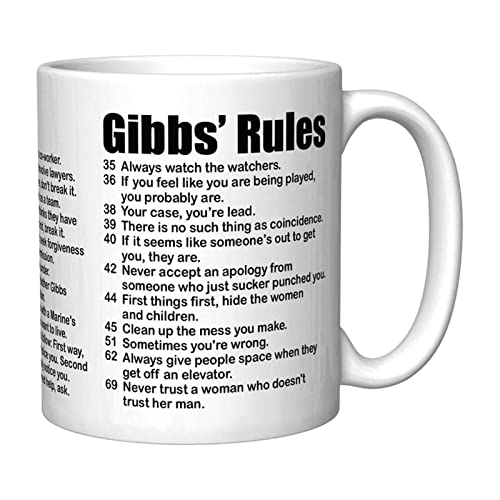 Gibbs' Rules-Kaffeetasse, 350 ml, Keramik-Kaffeetassen für Damen und Herren, neuartige Kaffee- und Teetasse, inspirierende Kaffeetasse, Reisetasse, TV-Show, Gibbs Rules-Tasse von Joberio