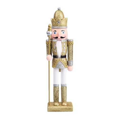 Holz-Nussknacker-Soldat, 30 Cm Gold-Silber-Glitzer-Figuren, Traditionelle Weihnachts-Nussknacker-Figuren, Soldat-Nussknacker-Dekoration, Traditionelle Nussknacker-Dekorationen Für Den Schreibtisch von Joberio