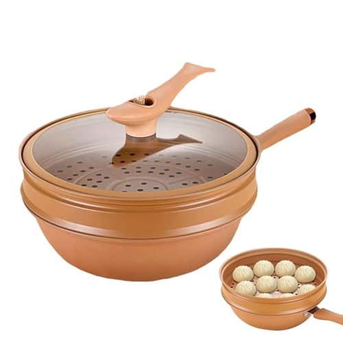 Iron Wok with Lid Clay, Steamer Stove Iron Wok, Energy Concentrating Pot Bottom, Wok with Steaming Basket, Nnstick Frying Wok Pan, Wok Pan Cookware for Iron Steaming, Cooking Frying Iron Wok with Lid Clay, Steamer Stove Iron Wok, Energy Concentrating Pot Bottom, Wok with Steaming Basket, Nnstick Frying Wok Pan, Wok Pan Cookware for Iron Steaming, Cooking Frying von Joberio