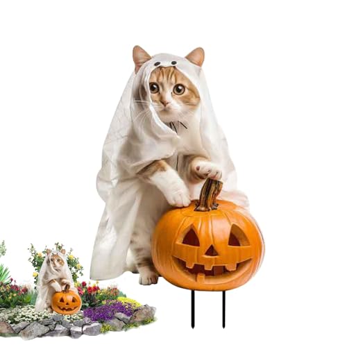 Joberio Gartenstecker – Halloween-Gartenstecker | 2D-Eulen-Silhouettenpfähle | Gartenstecker Silhouetten Metall Kürbis Outdoor | Halloween-Rasenpfähle | Hühnerbaum-Einsatz für Haus, Garten, Terrasse von Joberio