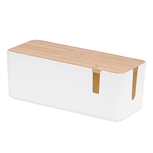 Joberio Kabel-Organizer-Box, Kabelstreifen-Organizer-Box, Kabel-Management-Box Mit Bambusdeckel, Große Kabel-Management-Lösung, Wiederverwendbare Computerkabel, Kabel-Organizer Für Zuhause, Büro von Joberio