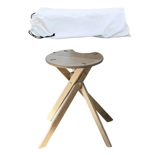 Klapptisch - Runder klappbarer Gartentisch aus Holz | Kleine Beistelltische für den Außenbereich | Leichter klappbarer Esstisch | Multifunktionaler Stabiler tragbarer Campingtisch zum Wandern von Joberio