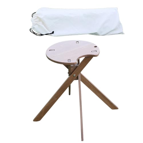 Klapptisch - Runder klappbarer Gartentisch aus Holz | Kleine Beistelltische für den Außenbereich | Leichter klappbarer Esstisch | Multifunktionaler Stabiler tragbarer Campingtisch zum Wandern von Joberio