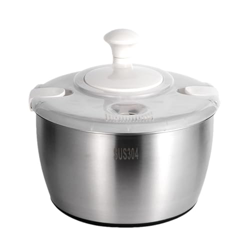 Salatschleuder aus Edelstahl, 5 Liter große Kapazität, Salatschleuder, Salattrockner mit drehbarem Griff, Waschen und Trocknen von Obst und mit Abflusssieb für Zuhause Salatschleuder aus Edelstahl, 5 Liter große Kapazität, Salatschleuder, Salattrockner mit drehbarem Griff, Waschen und Trocknen von Obst und mit Abflusssieb für Zuhause von Joberio