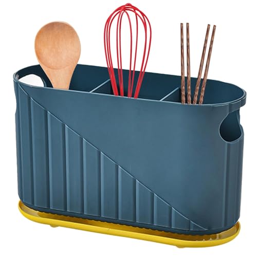 Utensilienhalter – Besteck-Trockenhalter Für Die Arbeitsplatte | Besteck-Abtropfgestell Für Die Spüle | Essstäbchen , Aufbewahrungskorb Für Die Küche | 2-lagige Besteck-Abtropfschale, Geschirrhalt von Joberio