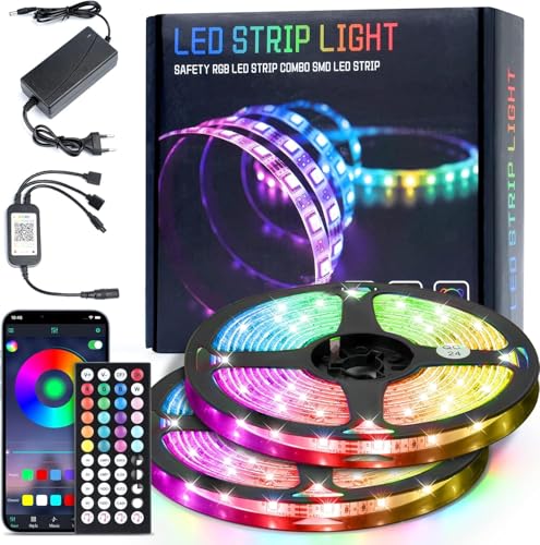 Jobfun LED Strip 10m RGB LED Streifen Smart LED Strip ED Strip mit Fernbedienung und App Timer Einstellung Musik Sync Ideal für Spielzimmer Zimmer Küchen Partys von Jobfun
