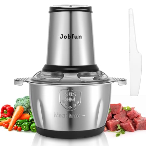 Jobfun Zerkleinerer Küche Elektrisch 2L Edelstahlschüssel 2 Geschwindigkeit Multizerkleinerer Elektrisch Chopper Fleischkutter Mixer Grinder für Fleisch Zwiebel Gemüse von Jobfun