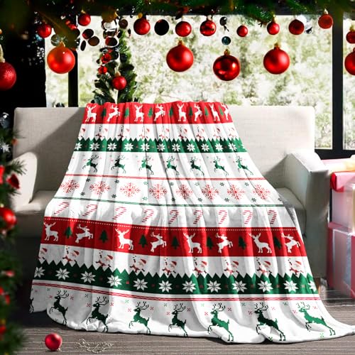 Decke Weihnachten Weihnachtsmann Rentier Schneeflocken Weihnachts Deko Sofadecke Flanell Fleecedecke Weich Warm Weihnachts Kuscheldecke Flauschige Decken für Winter Sofa Couch Christmas Deko 130x152cm von Jobkoo