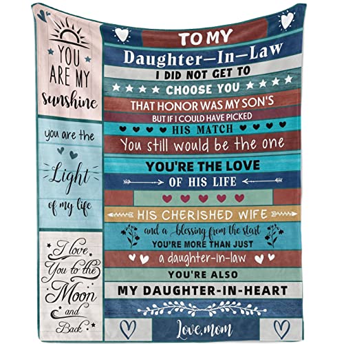 Decke mit Aufschrift "To My Daughter in Law", Geschenk für Schwiegertochter, Geburtstagsgeschenke, bedeutungsvolles Hochzeitsgeschenk, Brautparty, Geschenk von Mutter, Tochter, Flanelldecke, ideal - von Jobkoo