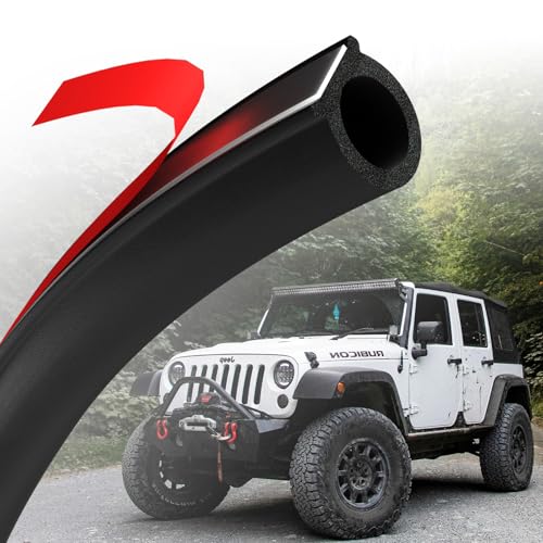 Jobon Auto Türdichtung Selbstklebend Gummi - 3.05M D-förmige, Schallschutz & Wasserdicht Universal Gummidichtung Autotür für PKW, Transporter, Oldtimer (10 * 10mm, Schwarz) von Jobon