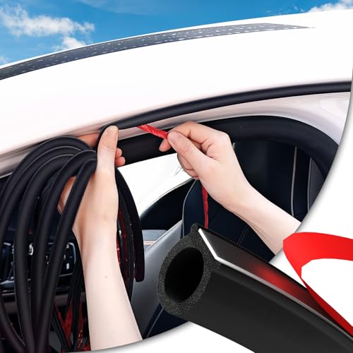 Jobon Auto Türdichtung Selbstklebend Gummi - 6.1M D-förmige, Schallschutz & Wasserdicht Universal Gummidichtung Autotür für PKW, Transporter, Oldtimer (15 * 15mm, Schwarz) von Jobon