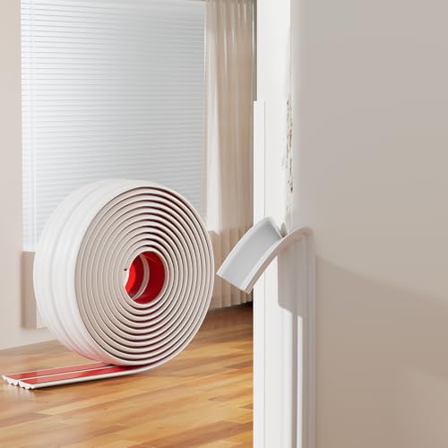Selbstklebend Kantenschutz Leisten Weiß - Flexible Multifunktion Zierleisten Selbstklebend, 6.1m X 4cm Weichsockelleiste Für Türen, Fenster, Wände, Küche, Fliesen,Benutzt Für Eckenschutz Kantenschutz von Jobon