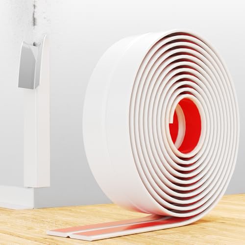 Selbstklebend Kantenschutz Leisten Weiß - Flexible Multifunktion Zierleisten Selbstklebend, 6.1m X 6cm Weichsockelleiste Für Türen, Fenster, Wände, Küche, Fliesen,Benutzt Für Eckenschutz Kantenschutz von Jobon