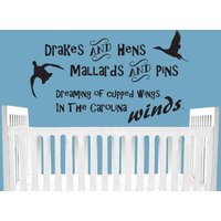 Erpel Und Weibchen Stockenten Pins Träumen Schalenförmige Flügel in Carolina Winde - Jagd Wand Aufkleber Kinderzimmer Entenjagd Baby Schlafzimmer von JobstCo