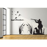 Mallard Ente Jagd Wandtatz - 8Ft Große Jäger Und Hund Jagd - Junge Mädchen Kinderzimmer Aufkleber, Schlafzimmer, Wohnen, Mann Höhle von JobstCo