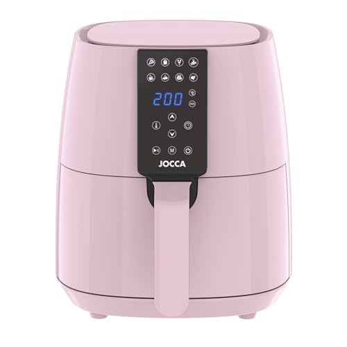 JOCCA - Heißluftfritteuse 3,8L Heißluftfritteuse | Ölfreie Fritteuse 1450W| Luftfritteuse| Air Fryer| Einstellbare Temperatur| Gesundes Kocheng| LED Touch Screen| Energiesparen (Pink) von Jocca