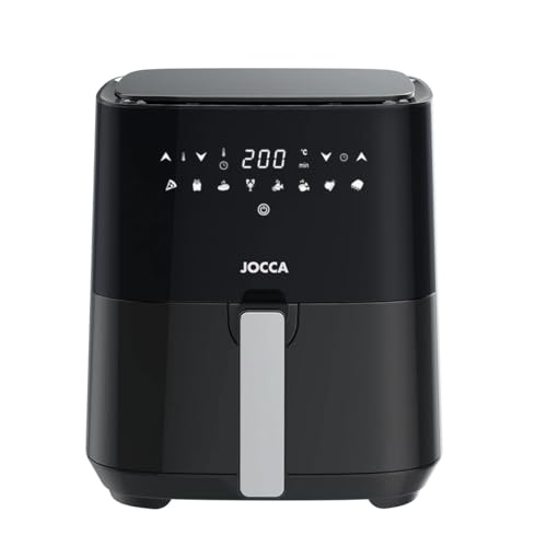 Jocca Digitale Luftfritteuse, 5 l, 1450 W, 8 automatische Programme, Multifunktions-Luftfritteuse ohne Öl, LED-Touchscreen, Antihaft-Gitter, automatische Abschaltung, gesundes Kochen, Schwarz von Jocca