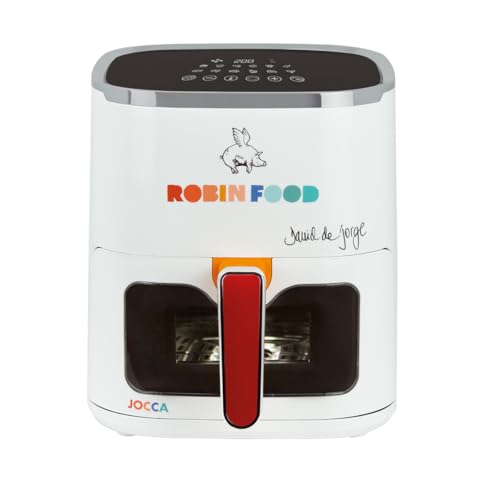 JOCCA - Heißluftfritteuse 5L Heißluftfritteuse | Ölfreie Fritteuse 1450W| Luftfritteuse| Air Fryer| Einstellbare Temperatur| Gesundes Kocheng| LED Touch Screen| Energiesparen (RF Weiß) von Jocca