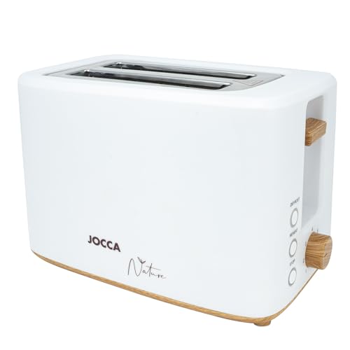 JOCCA - Toaster mit 2 Scheiben, Nature-Linie Toaster / 7 Toaststufen/Auftauen, Aufwärmen und Abbrechen/Krümelsammeln/breite Schlitze für verschiedene Brotsorten, Gebäck (weiß) von Jocca