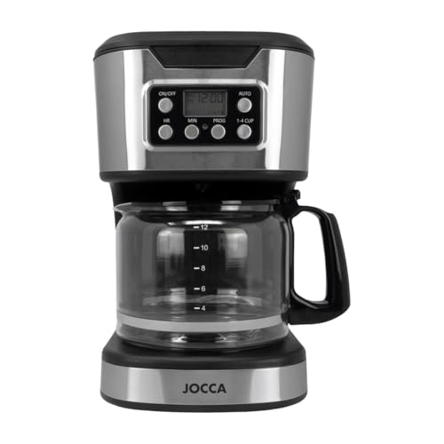 Jocca Digitale Filterkaffeemaschine 1500 ml 900W | 12 Tassen | Glaskanne | Waschbarer Filter | Heizplatte | Timerfunktion | Pausieren und Servieren Funktion von Jocca