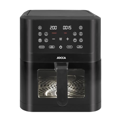 Jocca- 8L Digital Fritteuse mit Fenster| Ölfreie Fritteuse| Luftfritteuse| 10 voreingestellte Programme| Einstellbare Zeitschaltuhr und Temperatur| 1800W |Touch Screen LED Display von Jocca