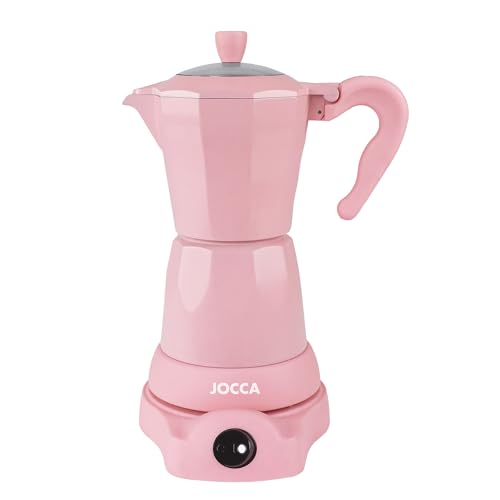 Jocca Elektrische italienische Kaffeemaschine, Rosa, 6 Tassen | 360° drehbarer Sockel | Warmhaltesystem | Kaltgriff | 480 W ohne Kabel von Jocca