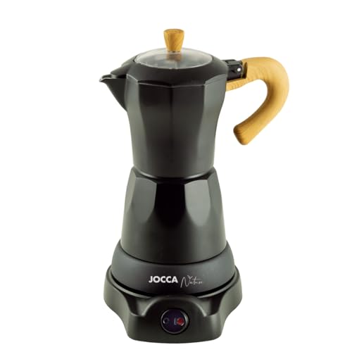 Jocca - Elektrische italienische Kaffeemaschine der Linie Nature | 6 Tassen | Kabelloser Krug | elektrischer Boden | 360° drehbar | Krug mit Kühlgriff | Automatische Abschaltung | Warmhalte| Scharwz von Jocca