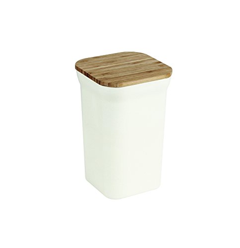 Jocca Faser Container für die Lagerung mit Holz Deckel Dekoration 11,6 x 11,6 x 18,5 cm, Bambus, Beige, 11,6 x 11,6 x 19 cm von Jocca