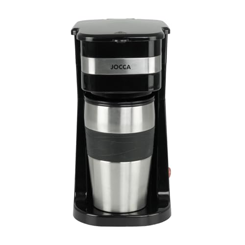 Jocca - Kaffeemaschine mit Reisebecher 420 ml | Wiederverwendbarer Netzfilter | Automatische Abschaltung | Doppelwandiger Thermobecher aus Edelstahl | 650-750W | kompakt und tragbar von Jocca