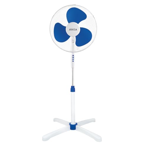 Jocca – Standventilator 40 W/ 3 Geschwindigkeiten/Höhe 45 cm/ 90° neigbarer und oszillierender Kopf/Erfrischend, komfortabel, nützlich (Blau) von Jocca