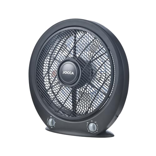 Jocca – Tragbarer Boden- oder Tischventilator | 5 Klingen | 3 Geschwindigkeiten | Automatische Abschaltung | Timer| Kastenventilator| Anti-Überschlag | 30cm Durchmesser| (Schwarz) von Jocca