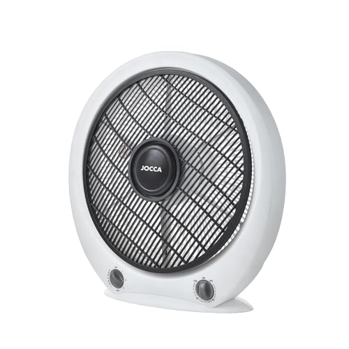 Jocca – Tragbarer Boden- oder Tischventilator | 5 Klingen | 3 Geschwindigkeiten | Automatische Abschaltung | Timer| Kastenventilator| Anti-Überschlag | 30cm Durchmesser| Zuhause oder im Büro| (Weiß) von Jocca